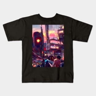 The City Eye with Sunset Busy Life Kids T-Shirt